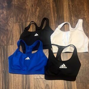 Set of 4 Adidas Racerback Bra Tops size Small in Black, White and Blue